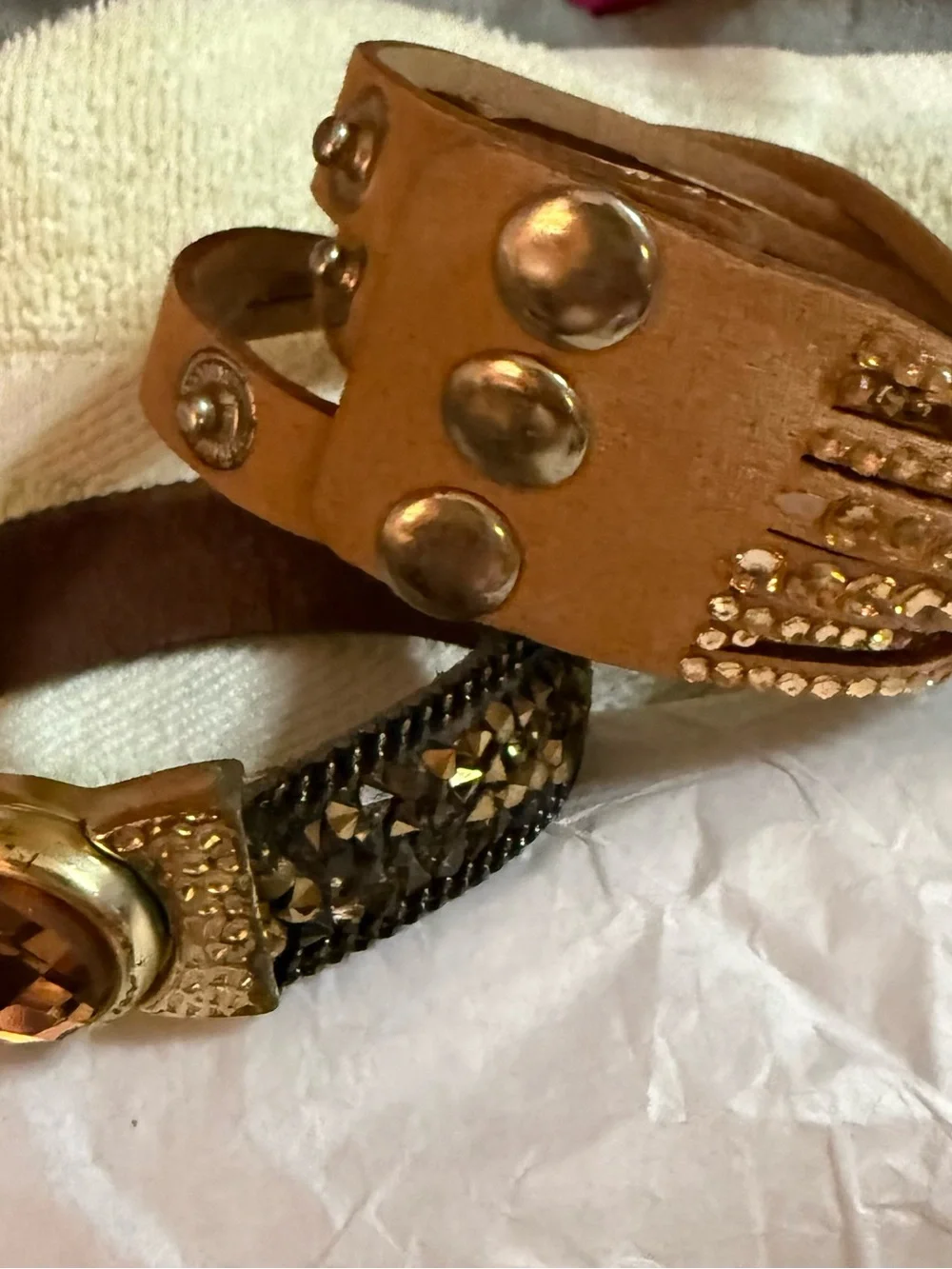 Gold-Tone Multiwrap Bracelet Set with Amber Crystal Accent